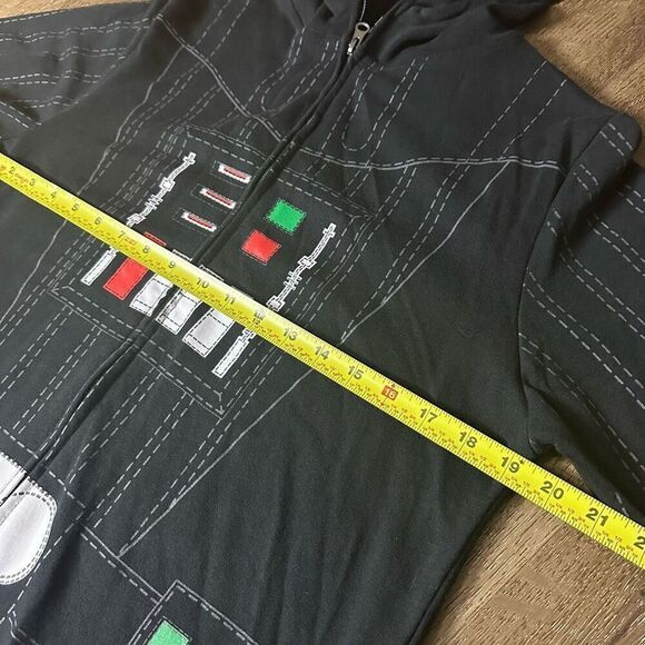 Star Wars Disney Darth Vader Boys Black Full Zip Hoodie Jacket Removable Cape XL - Picture 7 of 8